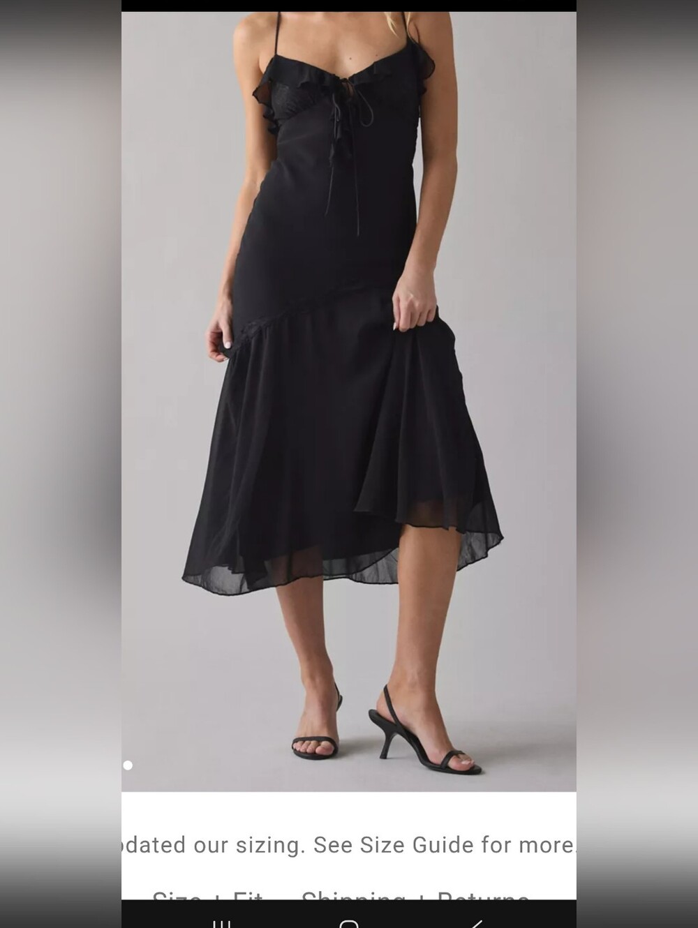 Kimchi Blue Black High-Low Ruffle Midi Skirt